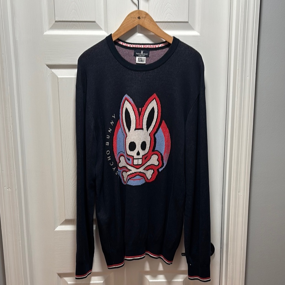 Psycho Bunny Blue Crewneck Sweater with Edgy Design New without the tag